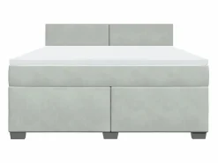 Clearance Clicnbuy Cama box spring con colchón terciopelo claro 180x200 cm Gris