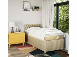 Clicnbuy Cama box spring con colchón tela color 90x200 cm