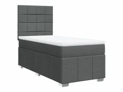Clicnbuy Cama box spring con colchón tela oscuro 90x190 cm
