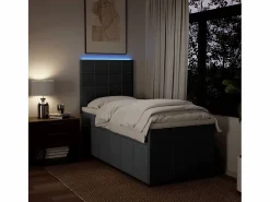 Clicnbuy Cama box spring con colchón tela oscuro 90x190 cm