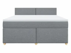 Clicnbuy Cama box spring con colchón tela claro 180x200 cm