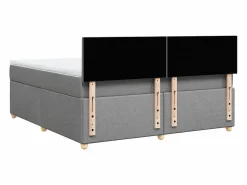 Clicnbuy Cama box spring con colchón tela claro 180x200 cm