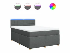 Clicnbuy Cama box spring con colchón tela oscuro 160x200 cm