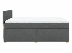 Clicnbuy Cama box spring con colchón tela oscuro 160x200 cm