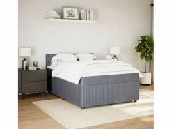 Discount Clicnbuy Cama box spring con colchón terciopelo oscuro 160x200 cm Gris