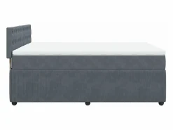 Discount Clicnbuy Cama box spring con colchón terciopelo oscuro 160x200 cm Gris