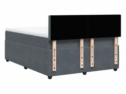 Discount Clicnbuy Cama box spring con colchón terciopelo oscuro 160x200 cm Gris