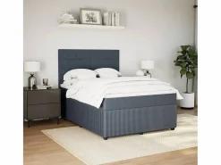 Best Clicnbuy Cama box spring con colchón terciopelo oscuro 140x190 cm Gris