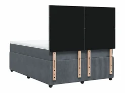 Best Clicnbuy Cama box spring con colchón terciopelo oscuro 140x190 cm Gris