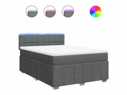 Hot Clicnbuy Cama box spring con colchón tela oscuro 160x200 cm Gris