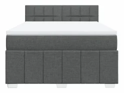 Hot Clicnbuy Cama box spring con colchón tela oscuro 160x200 cm Gris
