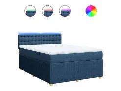 Outlet Clicnbuy Cama box spring con colchón tela 160x200 cm Azul