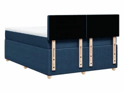 Outlet Clicnbuy Cama box spring con colchón tela 160x200 cm Azul