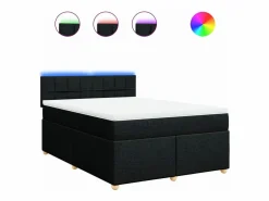 Clicnbuy Cama box spring con colchón tela 160x200 cm Negro