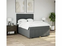 Clearance Clicnbuy Cama box spring con colchón tela oscuro 160x200 cm Gris