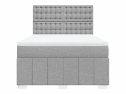 Clicnbuy Cama box spring con colchón tela claro 140x200 cm