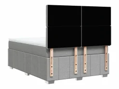 Clicnbuy Cama box spring con colchón tela claro 140x200 cm
