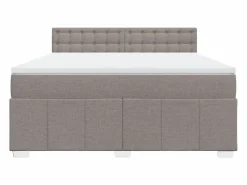 New Cama box spring con colchón tela gris taupe 180x200 cm Somier - 180X200Cm