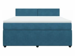 Clearance Clicnbuy Cama box spring con colchón terciopelo 180x200 cm Azul