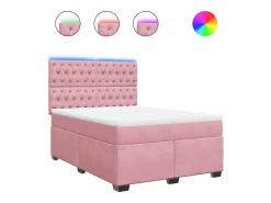 New Clicnbuy Cama box spring con colchón terciopelo 160x200 cm Rosa
