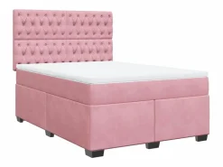 New Clicnbuy Cama box spring con colchón terciopelo 160x200 cm Rosa