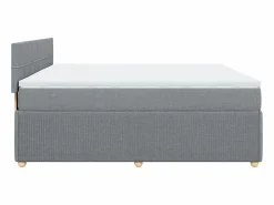 Clicnbuy Cama box spring con colchón tela claro 180x200 cm