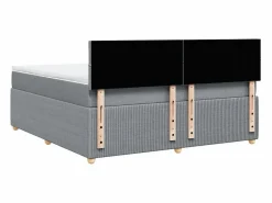 Clicnbuy Cama box spring con colchón tela claro 180x200 cm