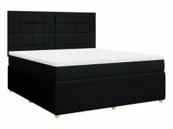 Outlet Clicnbuy Cama box spring con colchón tela 180x200 cm Negro