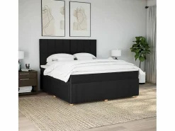 Outlet Clicnbuy Cama box spring con colchón tela 180x200 cm Negro