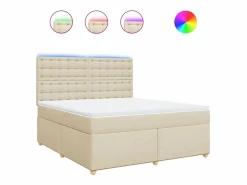 Clicnbuy Cama box spring con colchón tela color 180x200 cm Crema