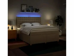 Clicnbuy Cama box spring con colchón tela color 180x200 cm Crema