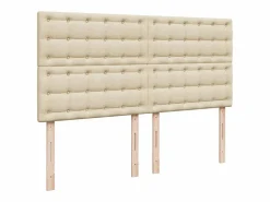 Clicnbuy Cama box spring con colchón tela color 180x200 cm Crema