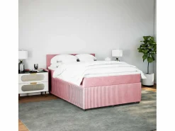 Clicnbuy Cama box spring con colchón terciopelo 160x200 cm