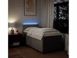 Cama box spring con colchón tela gris taupe 90x190 cm Somier - 90X190Cm
