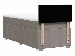 Cama box spring con colchón tela gris taupe 90x190 cm Somier - 90X190Cm