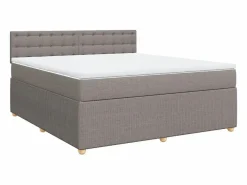 Clicnbuy Cama box spring con colchón tela gris taupe 180x200 cm Topo
