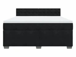 Clearance Clicnbuy Cama box spring con colchón terciopelo 180x200 cm Negro