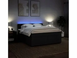 Hot Clicnbuy Cama box spring con colchón tela 180x200 cm Negro