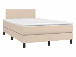 Clicnbuy Cama box spring con colchón cuero sintético capuchino 120x190cm