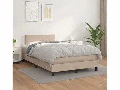 Clicnbuy Cama box spring con colchón cuero sintético capuchino 120x190cm