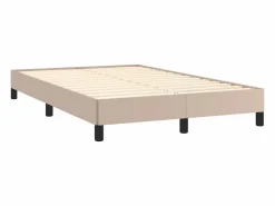 Clicnbuy Cama box spring con colchón cuero sintético capuchino 120x190cm