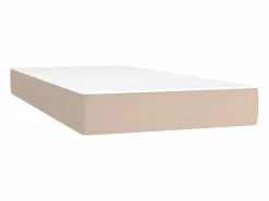 Clicnbuy Cama box spring con colchón cuero sintético capuchino 120x190cm
