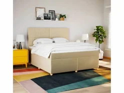 Clicnbuy Cama box spring con colchón tela color 180x200 cm