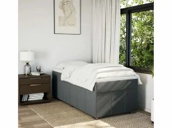 Outlet Clicnbuy Cama box spring con colchón tela oscuro 90x190 cm Gris