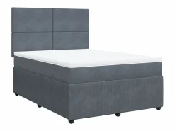 Hot Clicnbuy Cama box spring con colchón terciopelo oscuro 140x190 cm Gris