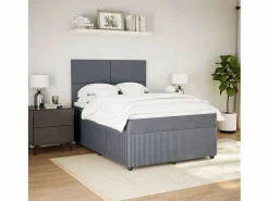 Hot Clicnbuy Cama box spring con colchón terciopelo oscuro 140x190 cm Gris