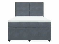 Hot Clicnbuy Cama box spring con colchón terciopelo oscuro 140x190 cm Gris