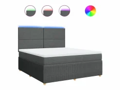 Clicnbuy Cama box spring con colchón tela oscuro 180x200 cm