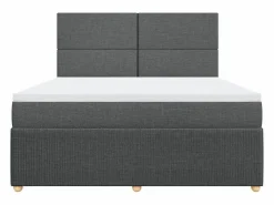Clicnbuy Cama box spring con colchón tela oscuro 180x200 cm