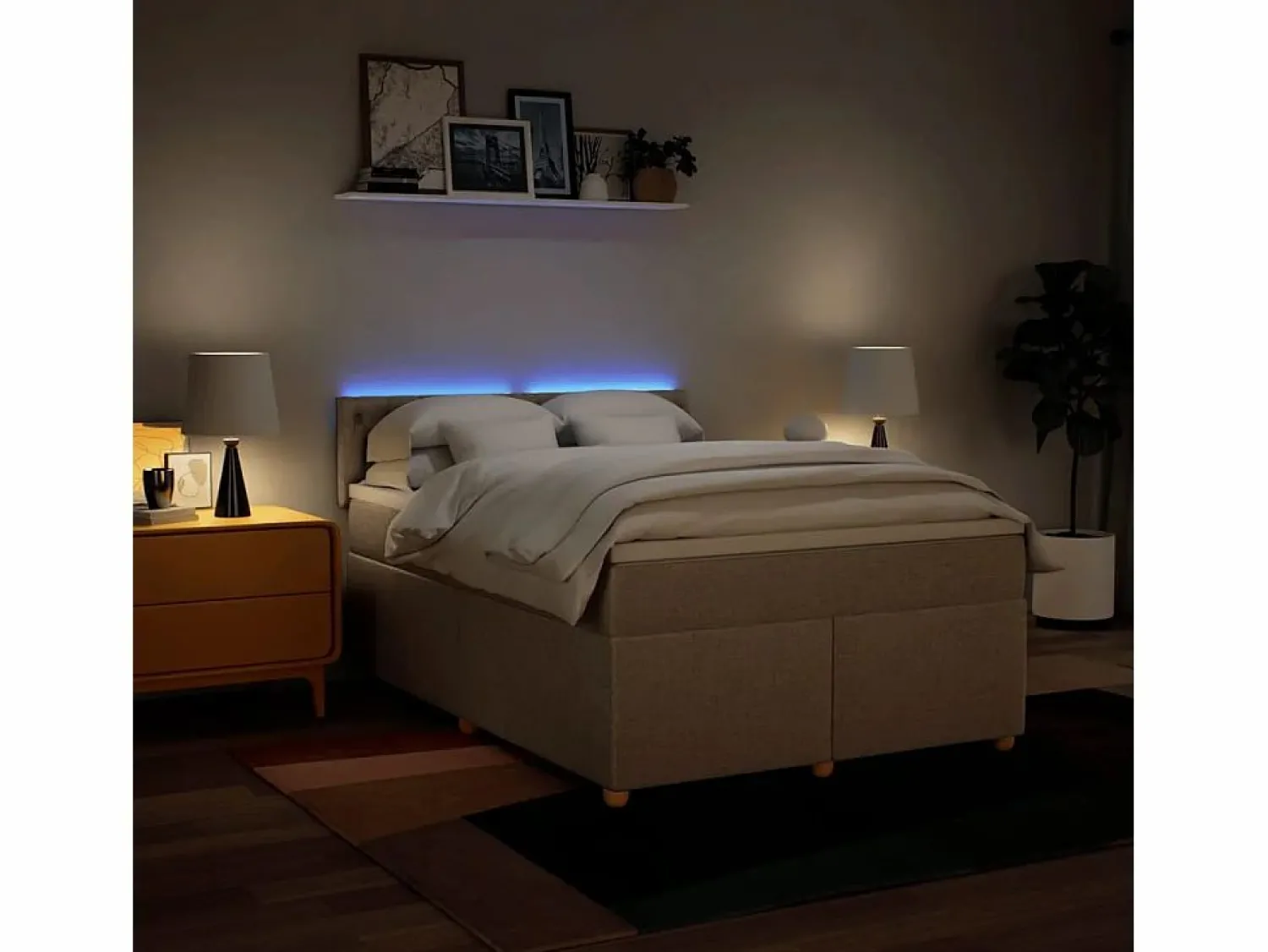 Clicnbuy Cama box spring con colchón tela color 160x200 cm